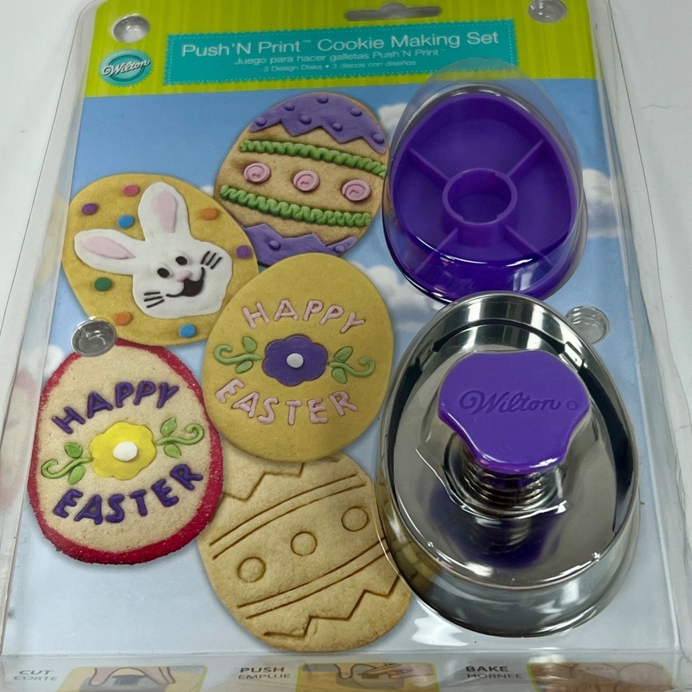 Wilton Push N Print Cookie Making Set Easter Egg Purple NEW 2008 2308-1057 - Picture 3 of 9